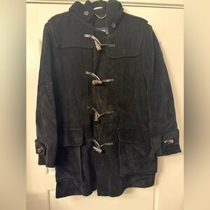 VTG Burberry London Wool Mini Duffle Coat Black Toggle Hooded Size 8XM Excellent